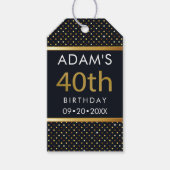 40歳エレガントパーソナライズされたの誕生日金ゴールドと黒 ギフトタグ (正面)