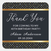 40歳エレガントパーソナライズされたの誕生日金ゴールドと黒 スクエアシール (正面)