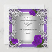 40歳エレガントパーティーパープルバラシルバー 招待状 (裏面)