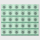 40歳エレガント誕生日グリーングリッターとストライプ ラッピングペーパー (フラット)