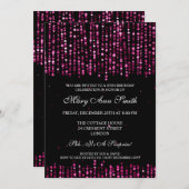 40歳エレガント誕生日パーティースター紙吹雪ピンク 招待状 (正面/裏面)