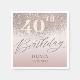 40歳エレガント誕生日パーティーバラ金ゴールドグリッター スタンダードカクテルナプキン