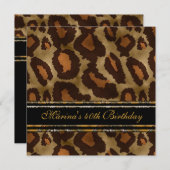 40歳エレガント誕生日パーティーブラック金ゴールドワイルド3 招待状 (正面/裏面)