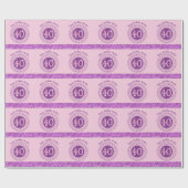 40歳エレガント誕生日ピンクグリッターとストライプ ラッピングペーパー (フラット)