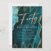 40歳エレガント誕生日40歳金ゴールド 招待状 (正面)