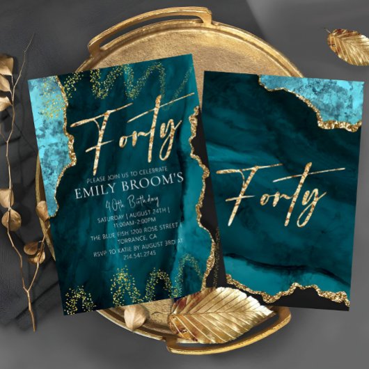 40歳エレガント誕生日40歳金ゴールド 招待状