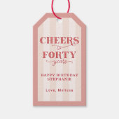 40歳カスタムの誕生日にピンクの応援 ギフトタグ (正面)