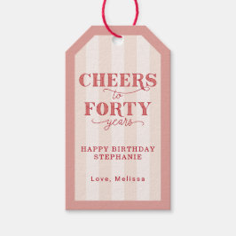 40歳カスタムの誕生日にピンクの応援 ギフトタグ