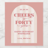 40歳カスタムの誕生日にピンクの応援 ワインラベル (シングルラベル)