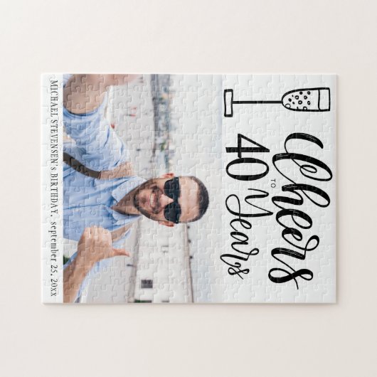 40歳カスタムの誕生日の記念応援への写真の写真 ジグソーパズル (横)