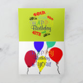 40歳カラフルの誕生日バルーン カード (内部)