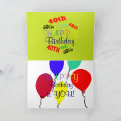 40歳カラフルの誕生日バルーン カード (内部)