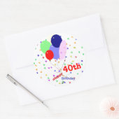 40歳カラフル誕生日バルーンおめでとう ラウンドシール (封筒)