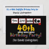 40歳サプライズ誕生日パーティー招待状テンプレート 招待状 (正面/裏面)
