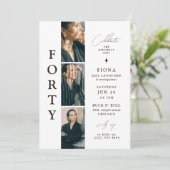 40歳スタイリッシュのフォトストリップ 招待状 (スタンド正面)