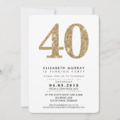 40歳スタイリッシュの誕生日パーティー招待状金ゴールドグリッター40 招待状 (正面)