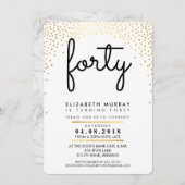 40歳スタイリッシュの誕生日パーティー招待状金ゴールド紙吹雪 招待状 (正面/裏面)