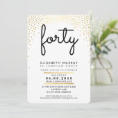 40歳スタイリッシュの誕生日パーティー招待状金ゴールド紙吹雪 招待状 (スタンド正面)