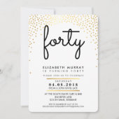 40歳スタイリッシュの誕生日パーティー招待状金ゴールド紙吹雪 招待状 (正面)