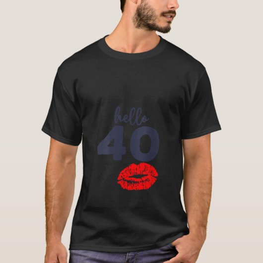 40歳ハロー40歳かわいいおもしろいキスB Tシャツ (正面)