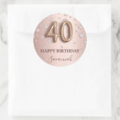 40歳バラ金ゴールドピンクダイヤモンドバルーンフォント ラウンドシール (バッグ)