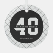 40歳パーソナライズされたのバースデーモダンとエレガント ガラスオーナメント (正面)