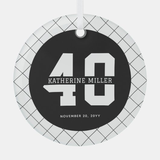 40歳パーソナライズされたのバースデーモダンとエレガント ガラスオーナメント (正面)