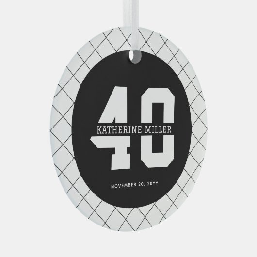 40歳パーソナライズされたのバースデーモダンとエレガント ガラスオーナメント (正面右)
