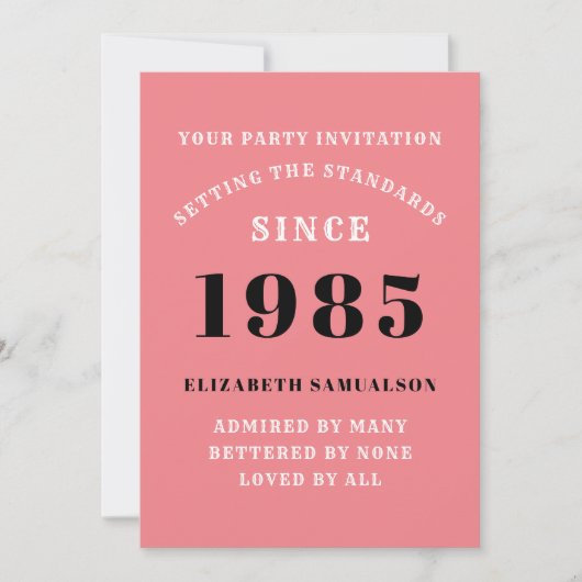 40歳パーソナライズされたの誕生日に名前をピンクに追加 招待状 (正面)