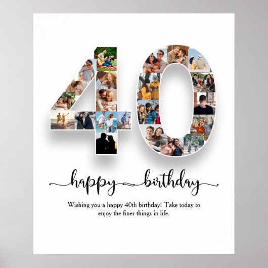 40歳パーソナライズされたの誕生日フォトコラージュのポスター ポスター (正面)