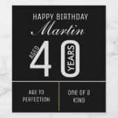 40歳パーソナライズされたの誕生日ワインラベル ワインラベル (シングルラベル)