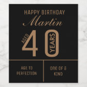 40歳パーソナライズされたの誕生日ワインラベル ワインラベル (シングルラベル)