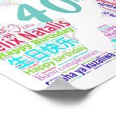 40歳パーソナライズされたの誕生日ワードアート ポスター (角)