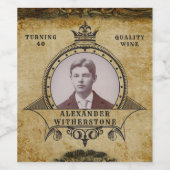 40歳パーソナライズされたの誕生日ヴィンテージ写真テンプレート ワインラベル (シングルラベル)