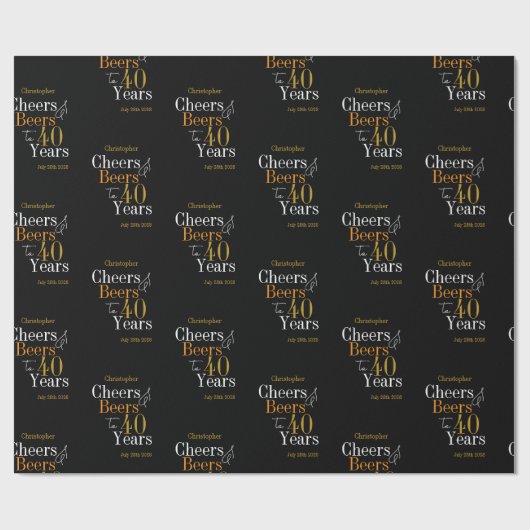 40歳パーソナライズされたの誕生日応援とビール ラッピングペーパー (フラット)