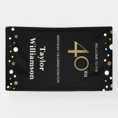 40歳パーソナライズされたの誕生日金ゴールドと黒の紙吹雪 横断幕 (横)