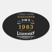 40歳パーソナライズされたの誕生日1983名前を追加する伝説 楕円形シール (正面)