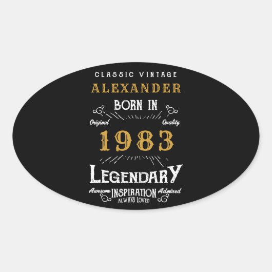40歳パーソナライズされたの誕生日1983名前を追加する伝説 楕円形シール (正面)