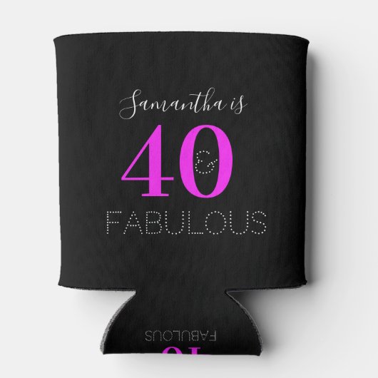 40歳パーソナライズされたの誕生日40素敵なネオンピンク 缶クーラー (裏面)