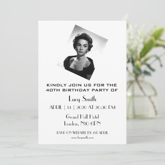 40歳パーソナライズされたエレガントの誕生日パーティー 招待状 (スタンド正面)
