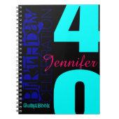 40歳パーソナライズされた誕生日ゲポップ・アートのストブック ノートブック (正面)