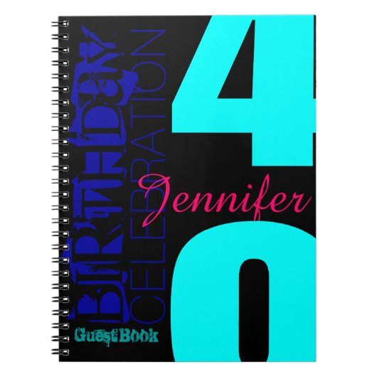 40歳パーソナライズされた誕生日ゲポップ・アートのストブック ノートブック (正面)