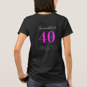 40歳パーソナライズされた誕生日ネオンピンクブラック Tシャツ (裏面)