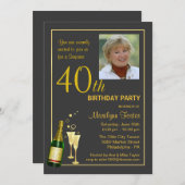 40歳パーソナライズされた誕生日パーティー写真招待状 招待状 (正面/裏面)