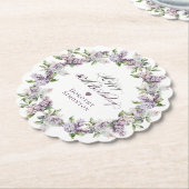 40歳パーソナライズされた誕生日パープル薄紫花 ペーパーコースター (アングル)