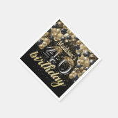40歳パーソナライズされた誕生日ブラック金ゴールドバルーン スタンダードカクテルナプキン (角)