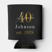 40歳パーソナライズされた誕生日ブラック金ゴールド 缶クーラー (裏面)