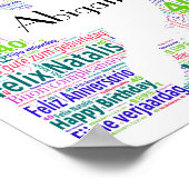 40歳パーソナライズされた誕生日ワードアートプリント ポスター (角)