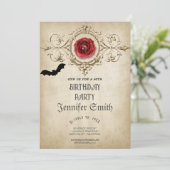 40歳パーティーゴシック赤招待状 招待状 (スタンド正面)