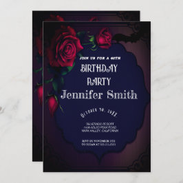 40歳パーティーゴシック赤招待状 招待状